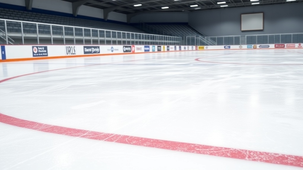 쇼트트랙 트랙 코너 부분의 보호 패드와 경계선이 선명하게 보이는 근접 촬영